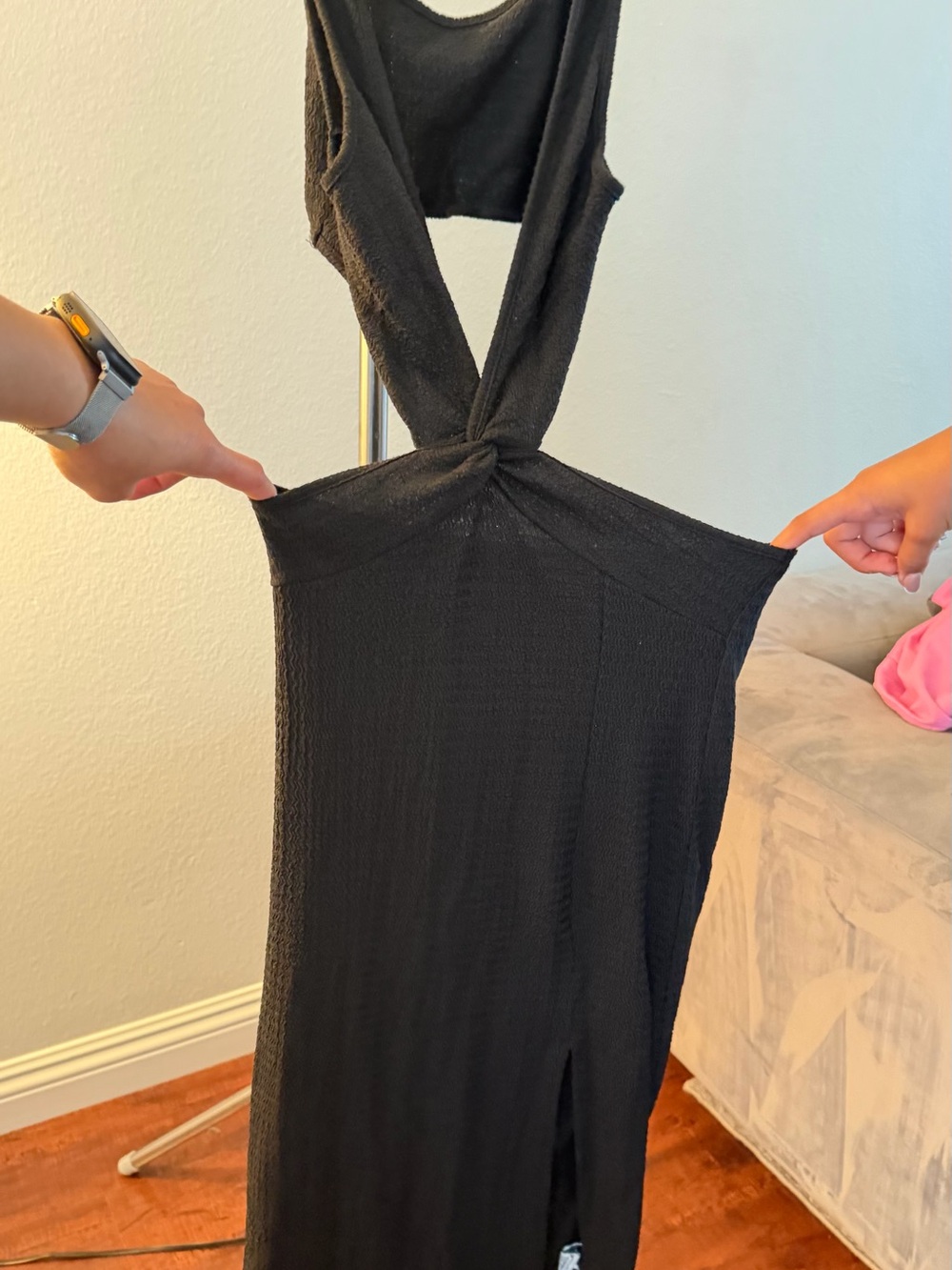 SHEIN Black Backless Knot Maxi Dress